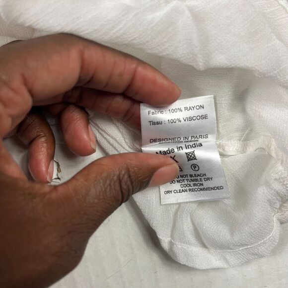 Miss June Paris White Boho Tassel Crop Top S/M Embroidered Festival Resort Shirt - Picture 8 of 10